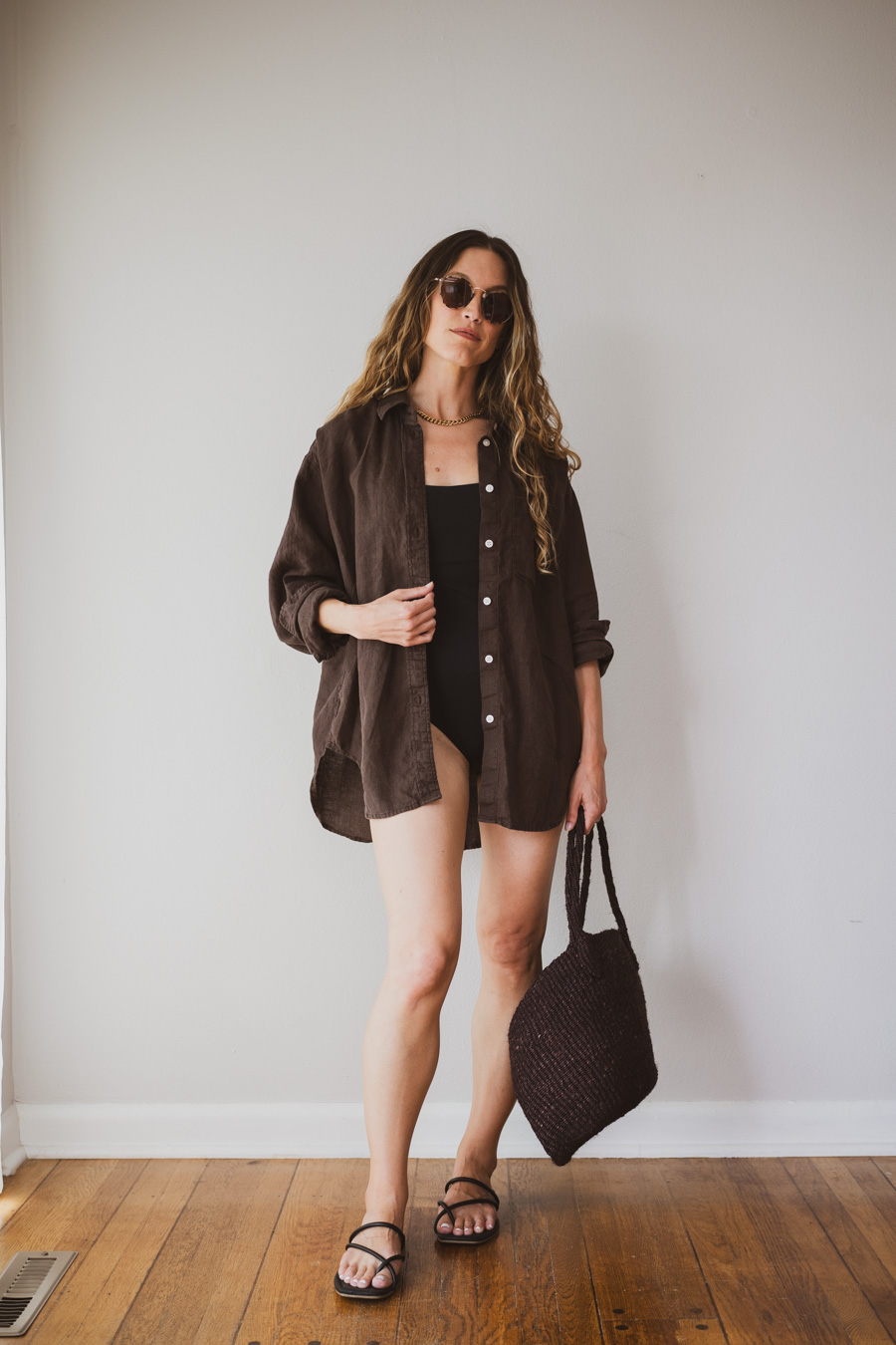 how to style a linen set as a swimsuit coverup